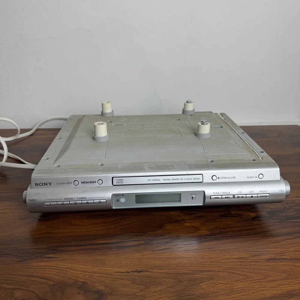 Sony ICF-CDK50 Alarm Clock Radio CD Player AM/FM Tested Working Silver